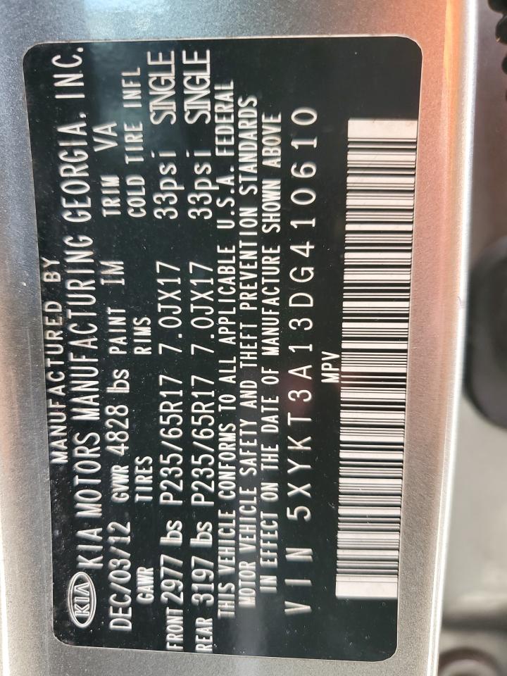 2013 Kia Sorento Lx VIN: 5XYKT3A13DG410610 Lot: 65751374