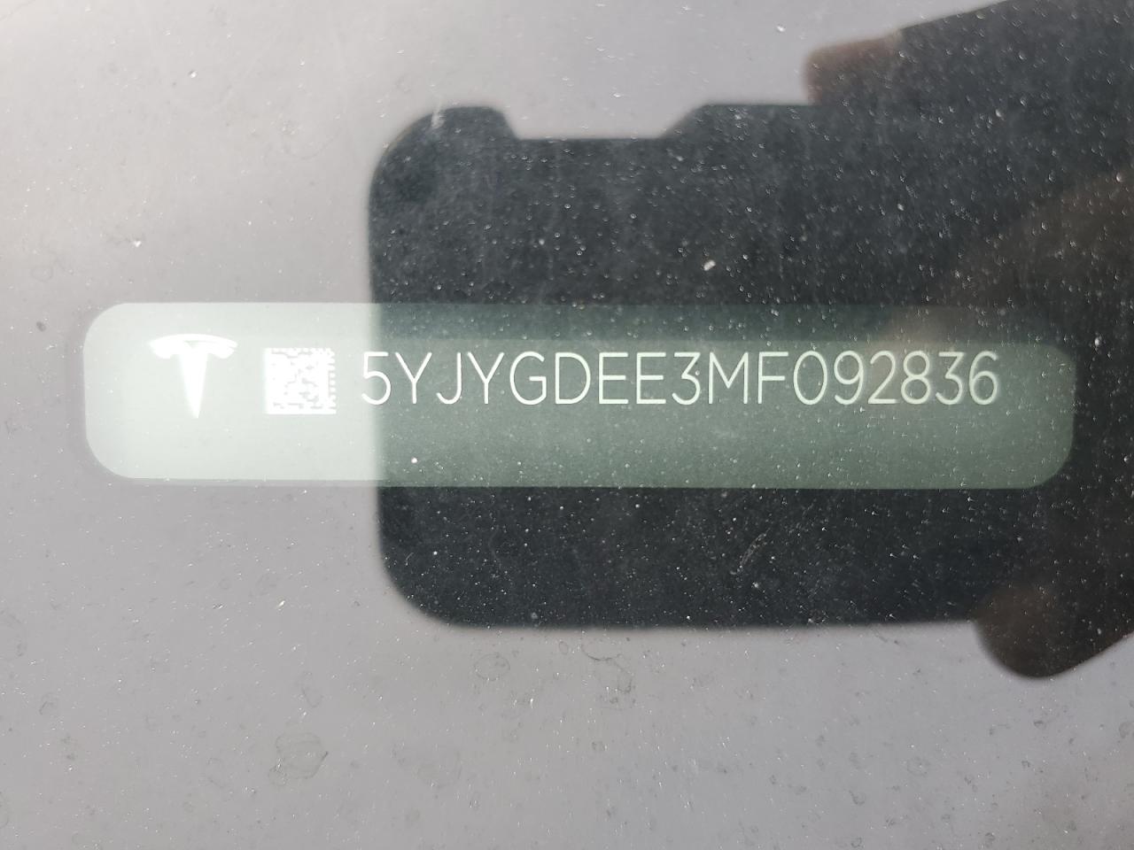 5YJYGDEE3MF092836 2021 Tesla Model Y