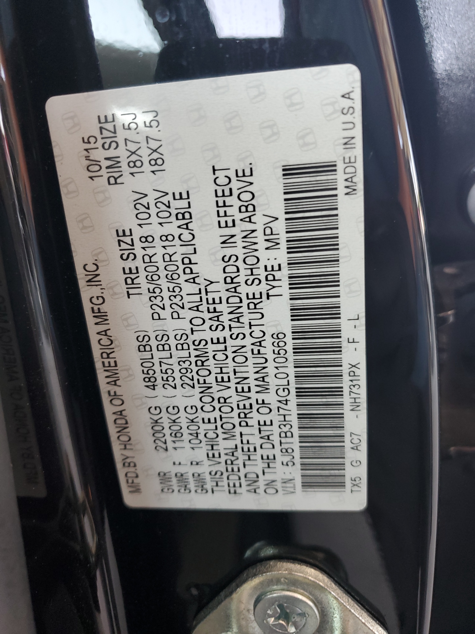 5J8TB3H74GL010566 2016 Acura Rdx Advance