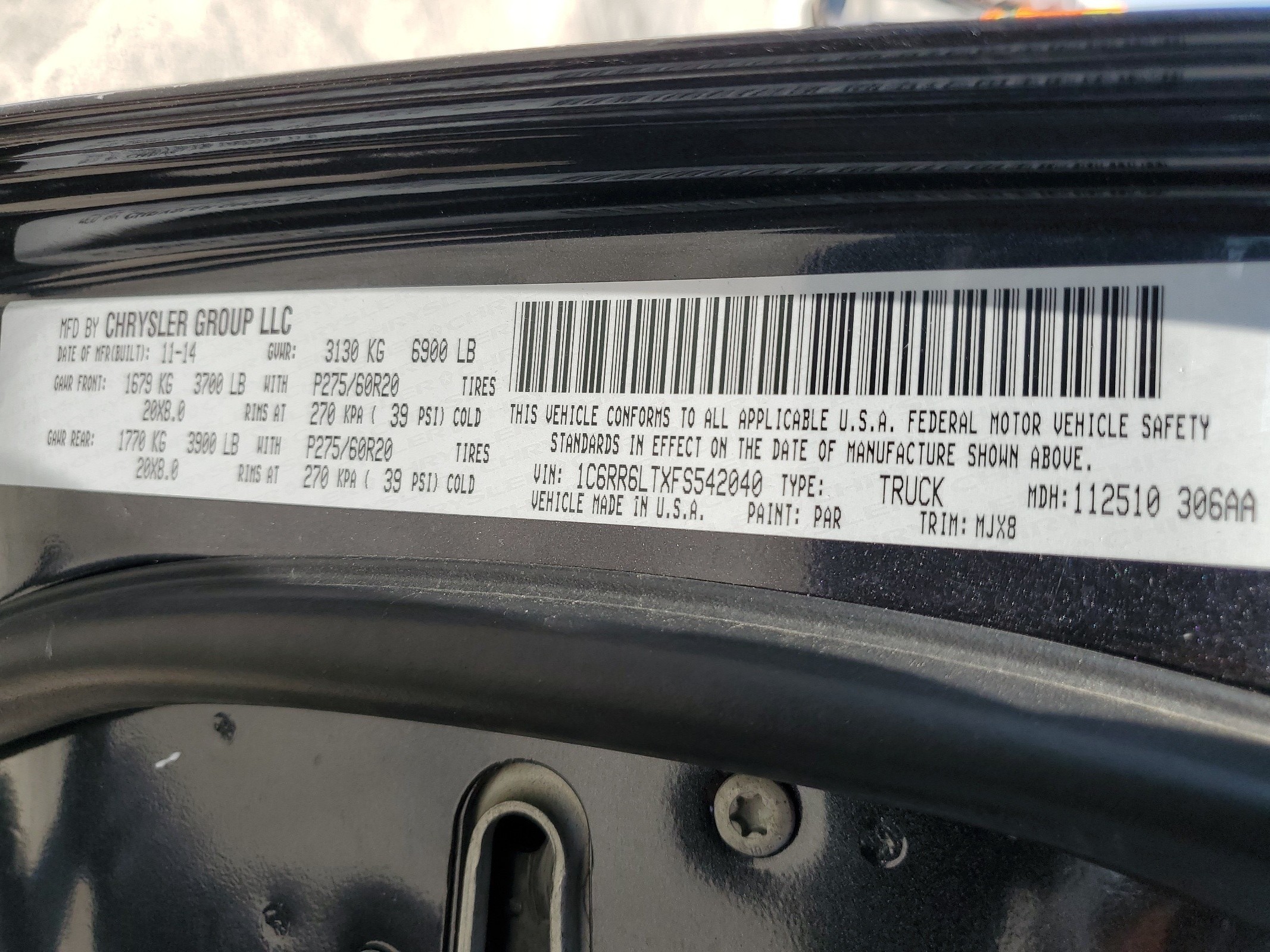 1C6RR6LTXFS542040 2015 Ram 1500 Slt