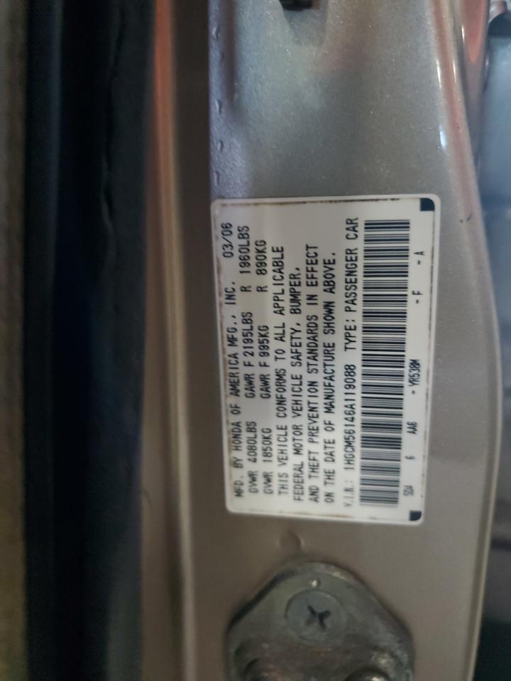 2006 Honda Accord Value VIN: 1HGCM56146A119088 Lot: 65798764