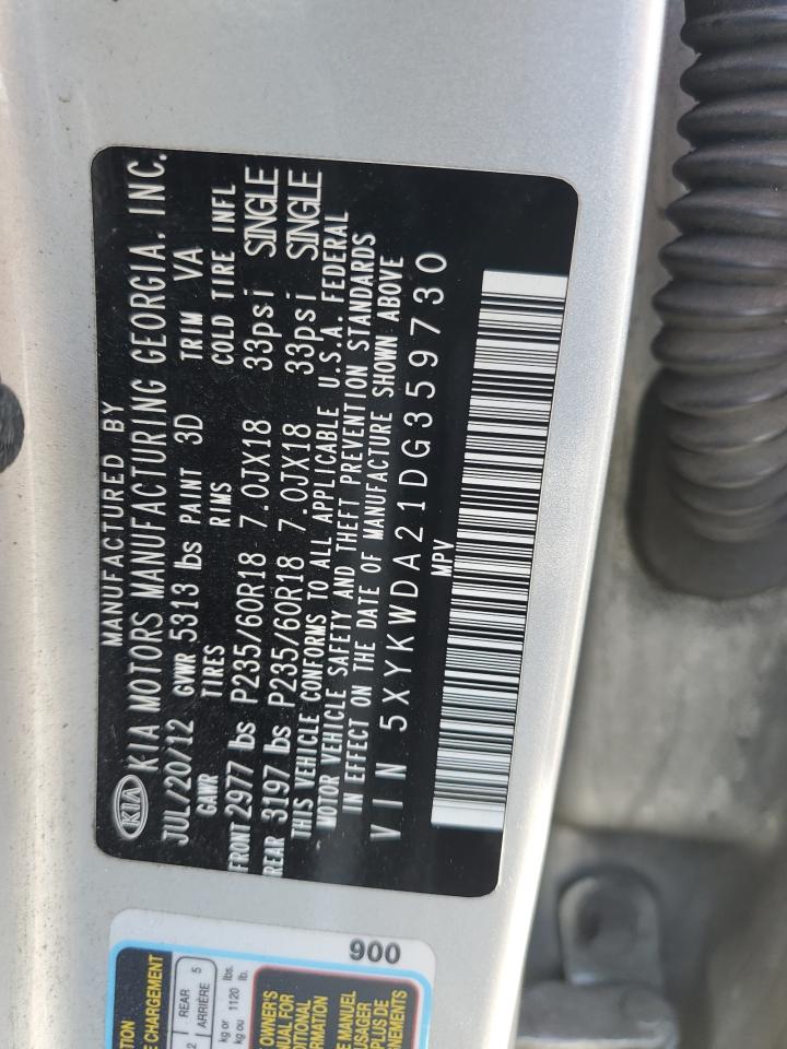 2013 Kia Sorento Sx VIN: 5XYKWDA21DG359730 Lot: 68885854