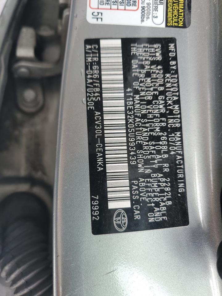 2005 Toyota Camry Le VIN: 4T1BE32K05U993439 Lot: 66284254