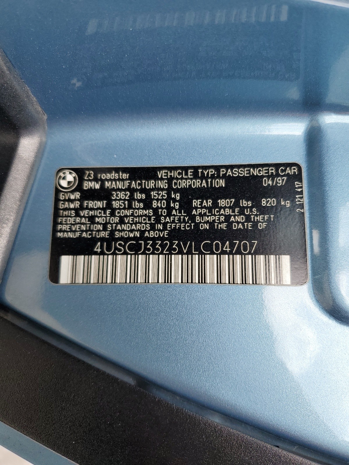 4USCJ3323VLC04707 1997 BMW Z3 2.8