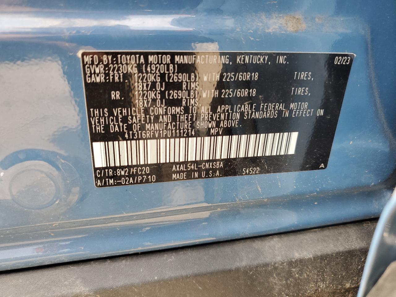 2023 Toyota Rav4 Se VIN: 4T3T6RFV1PU111214 Lot: 68890604