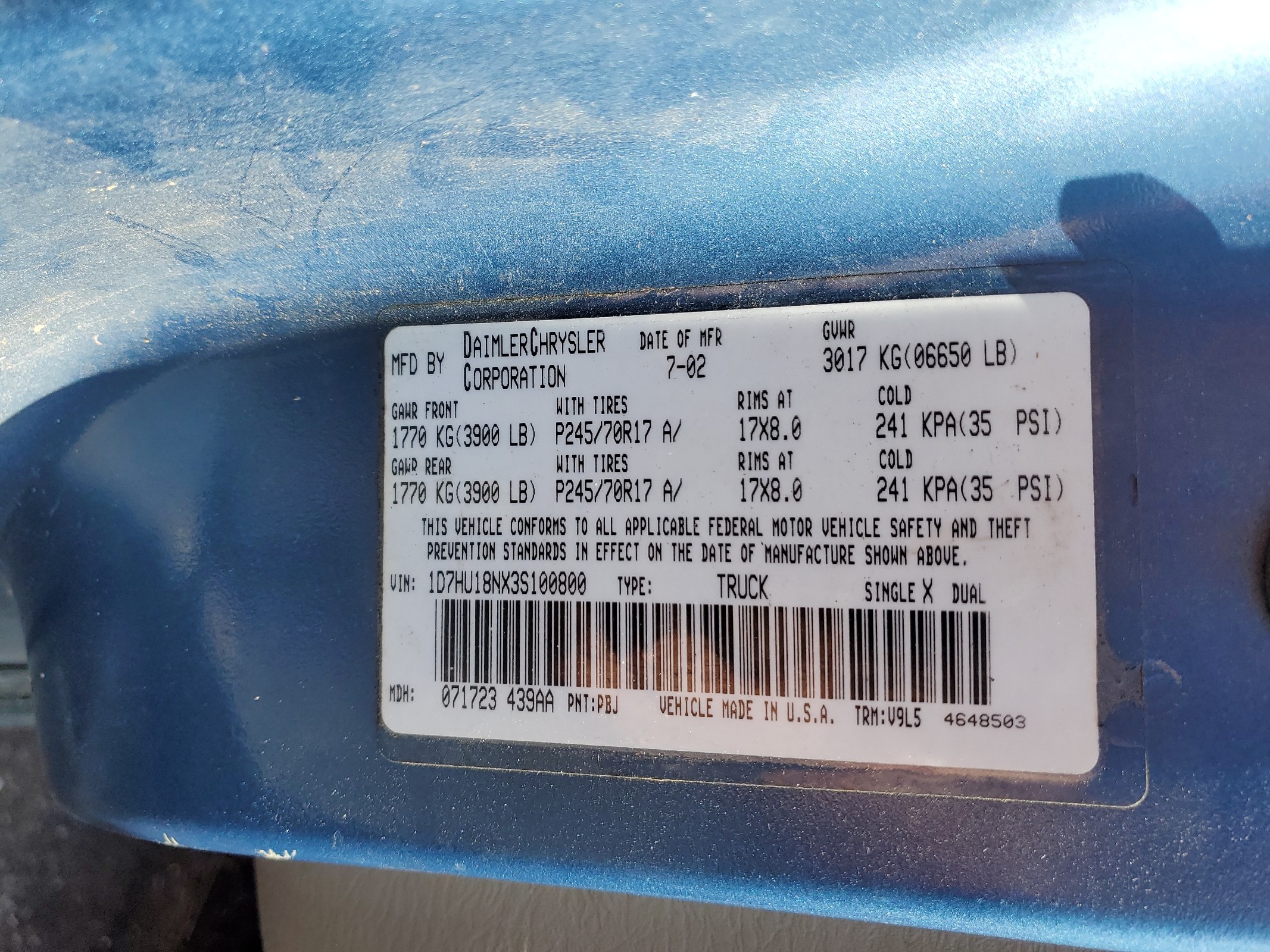 1D7HU18NX3S100800 2003 Dodge Ram 1500 St