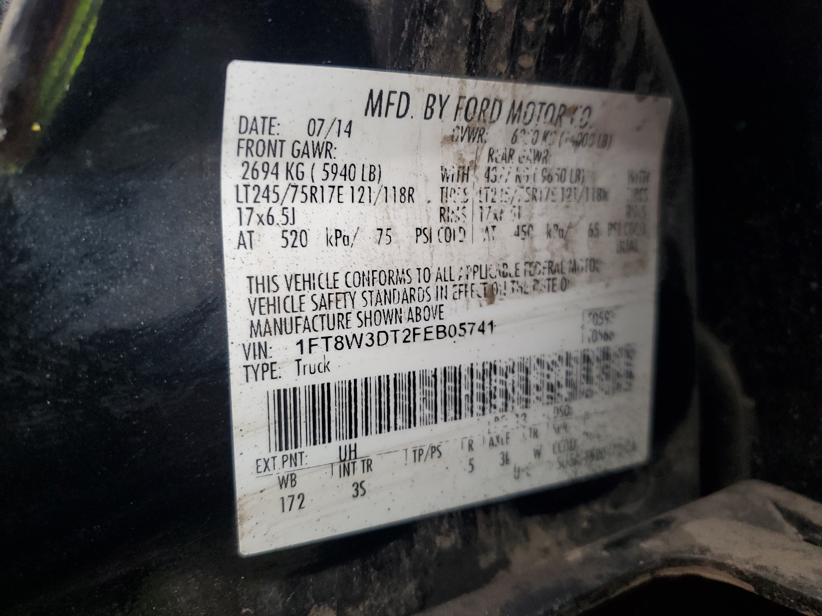 1FT8W3DT2FEB05741 2015 Ford F350 Super Duty