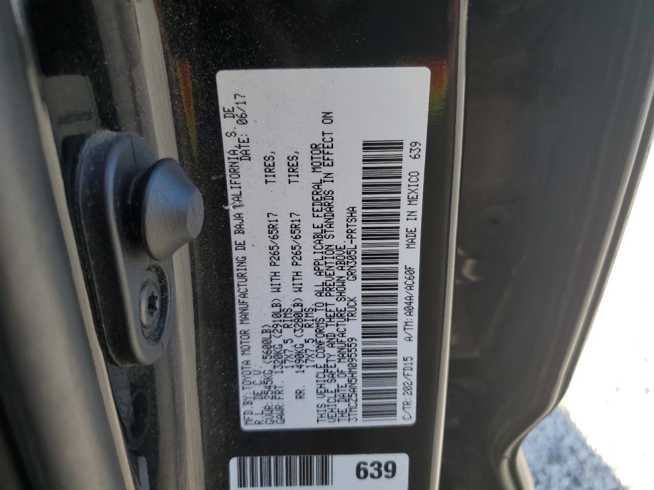 VIN 3TMCZ5AN5HM095559 2017 TOYOTA TACOMA no.12