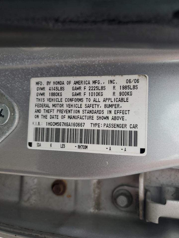 2006 Honda Accord Ex VIN: 1HGCM567X6A160667 Lot: 65808094