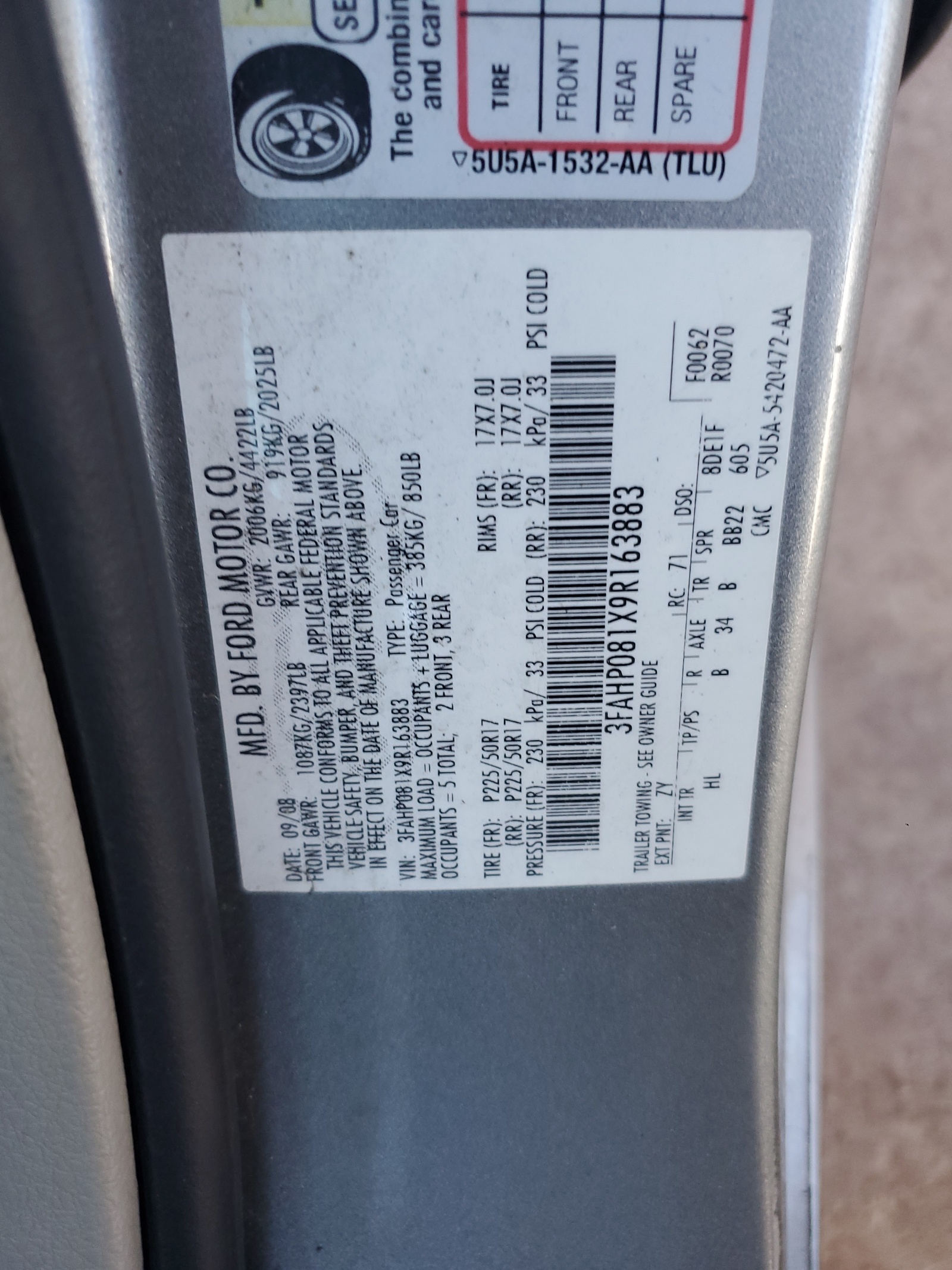 3FAHP081X9R163883 2009 Ford Fusion Sel