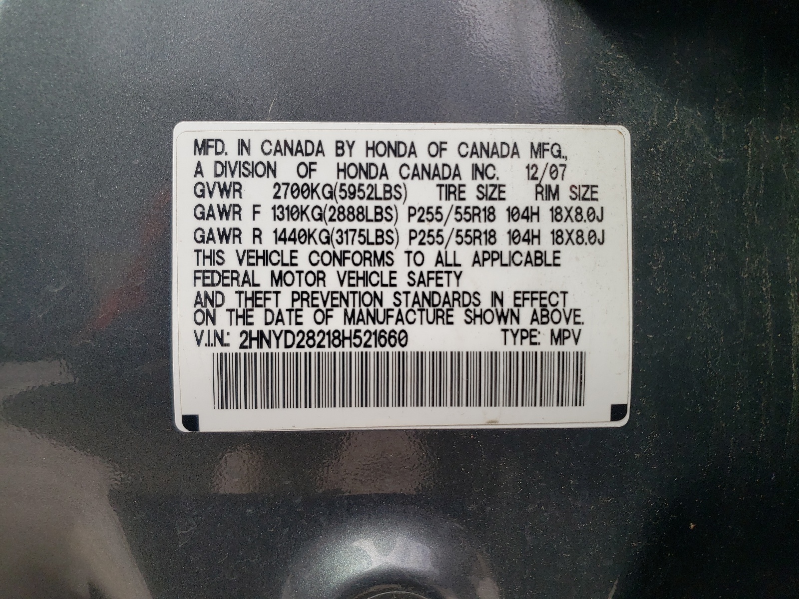 2HNYD28218H521660 2008 Acura Mdx