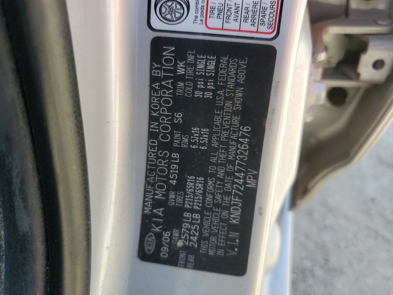 KNDJF724477326476 2007 Kia Sportage Lx