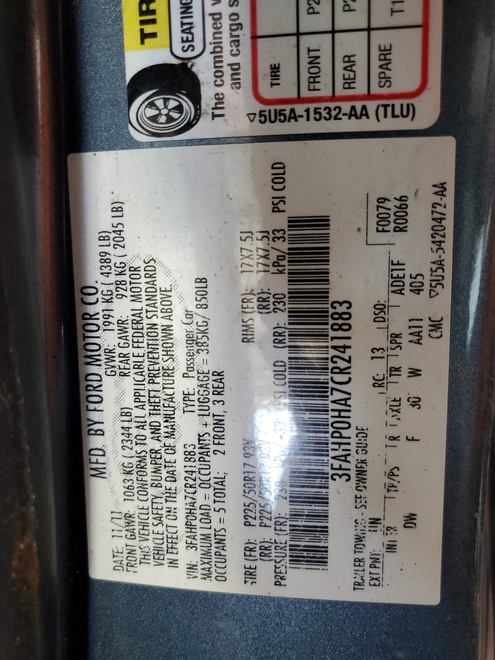 3FAHP0HA7CR241883 2012 Ford Fusion Se