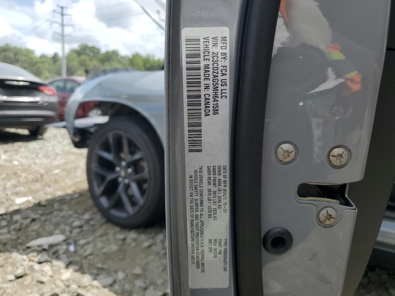 2021 Dodge Challenger Sxt VIN: 2C3CDZAG5MH641586 Lot: 65039214