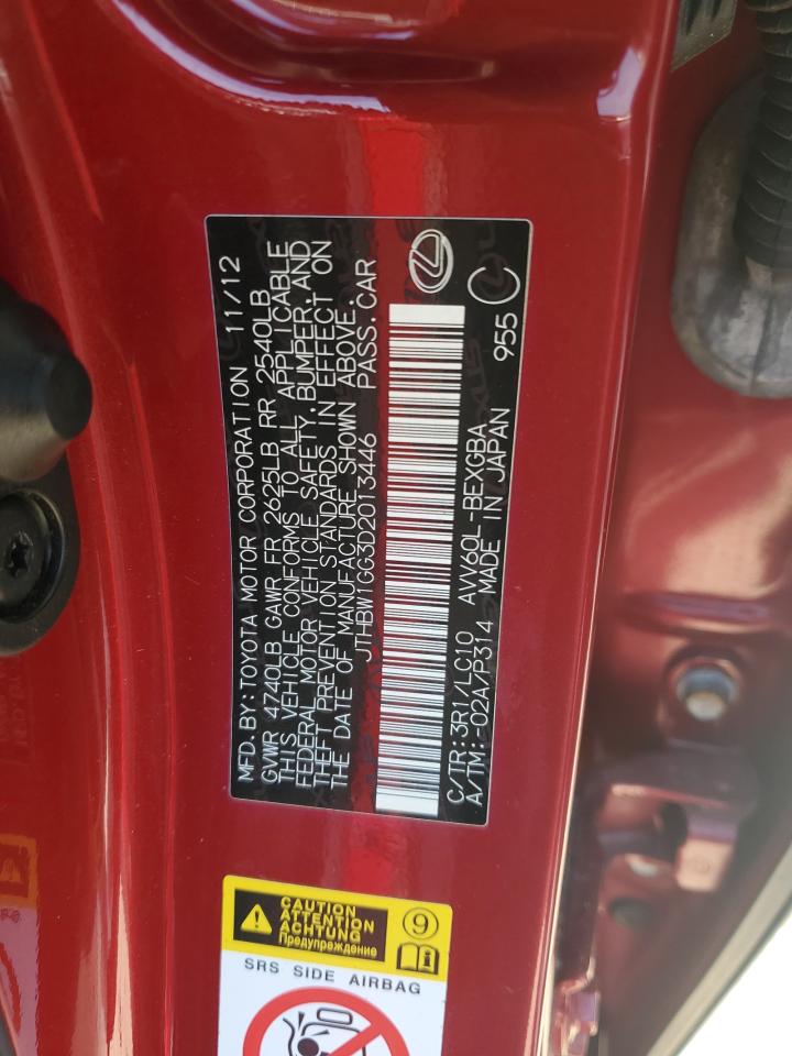 2013 Lexus Es 300H VIN: JTHBW1GG3D2013446 Lot: 65365724