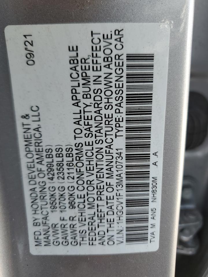 1HGCV1F13MA107341 2021 Honda Accord Lx