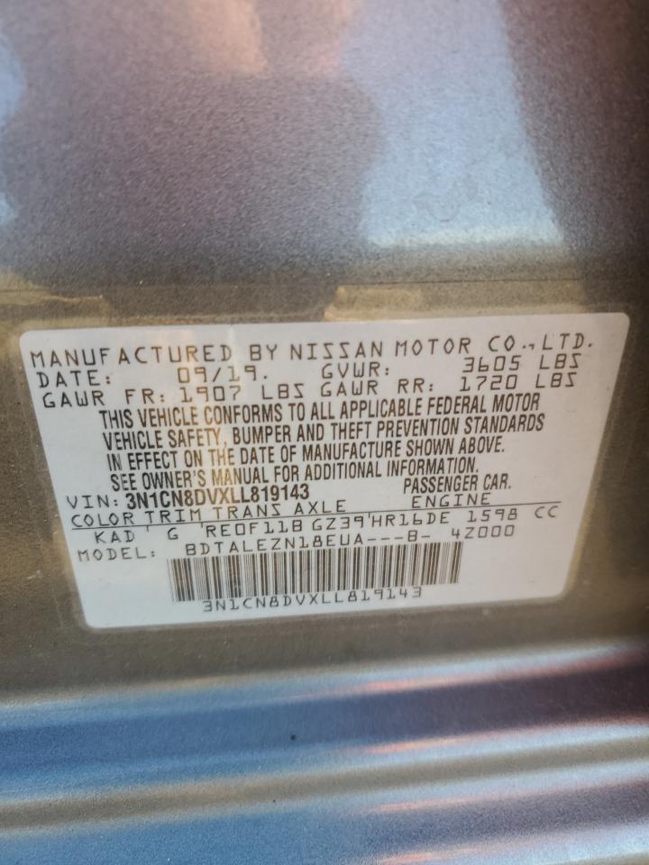 2020 Nissan Versa S VIN: 3N1CN8DVXLL819143 Lot: 66032854