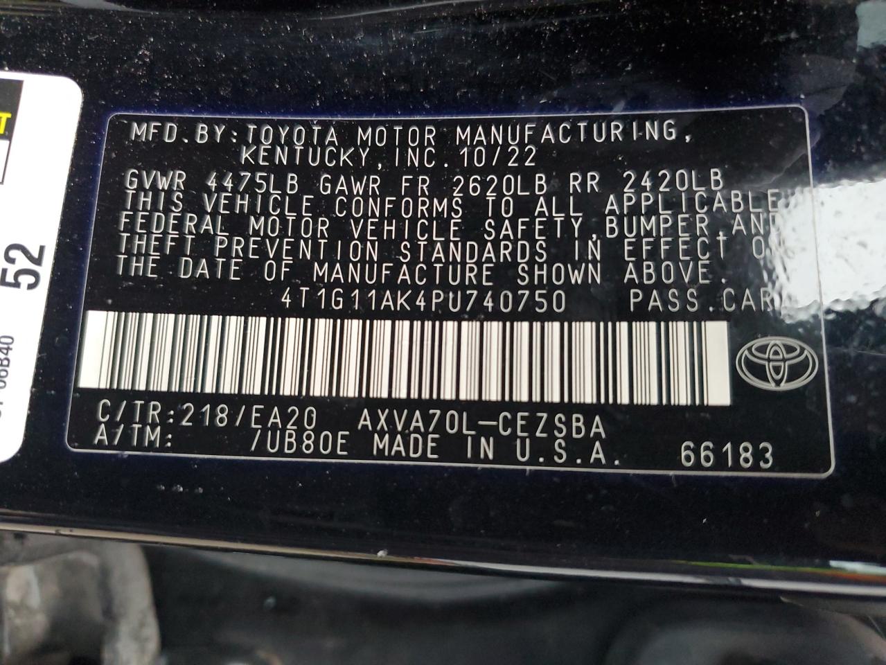 4T1G11AK4PU740750 2023 TOYOTA CAMRY - Image 12