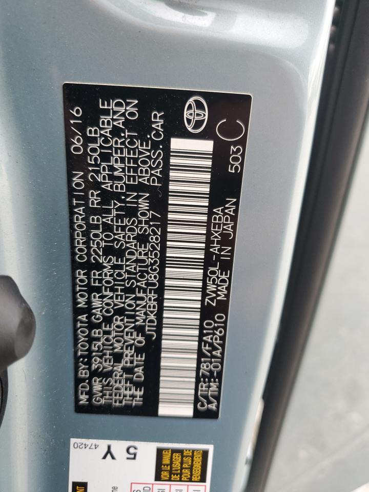 2016 Toyota Prius VIN: JTDKBRFU8G3528217 Lot: 67033544