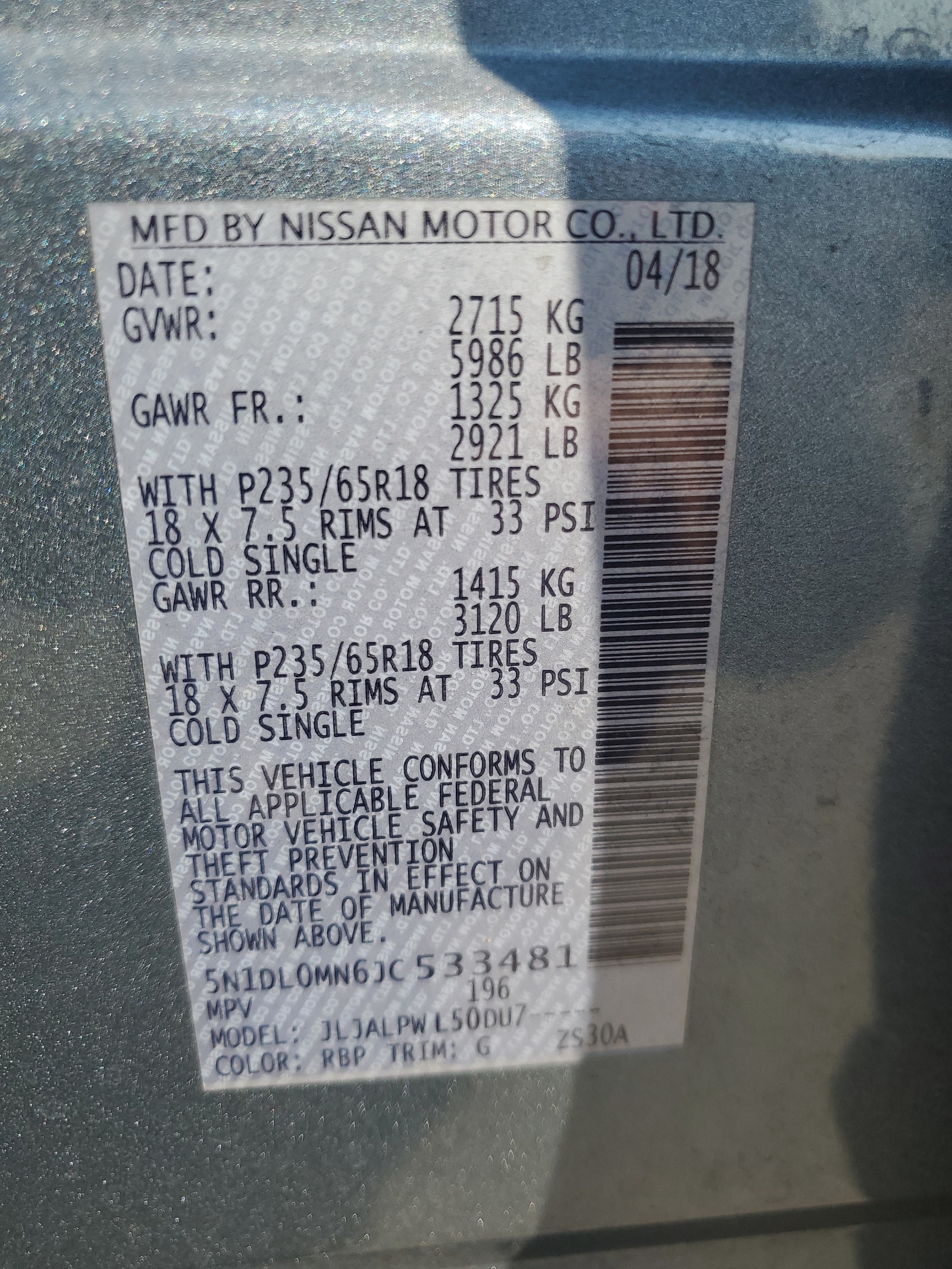 5N1DL0MN6JC533481 2018 Infiniti Qx60