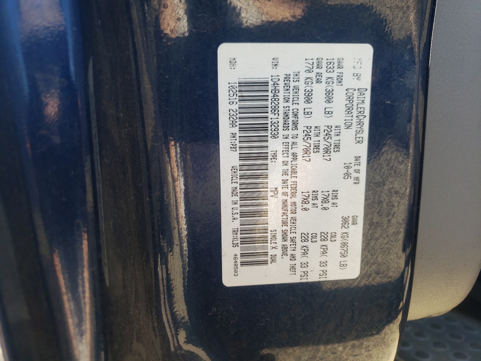 1D4HB48286F132930 2006 Dodge Durango Slt