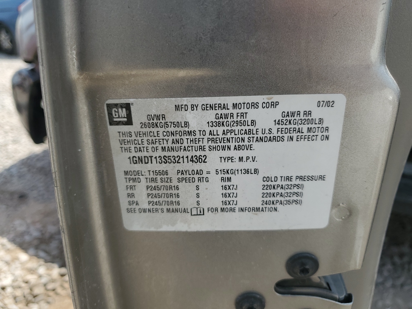 1GNDT13S532114362 2003 Chevrolet Trailblazer