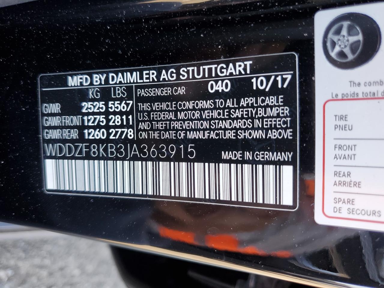 WDDZF8KB3JA363915 2018 Mercedes-Benz E 63 Amg-S