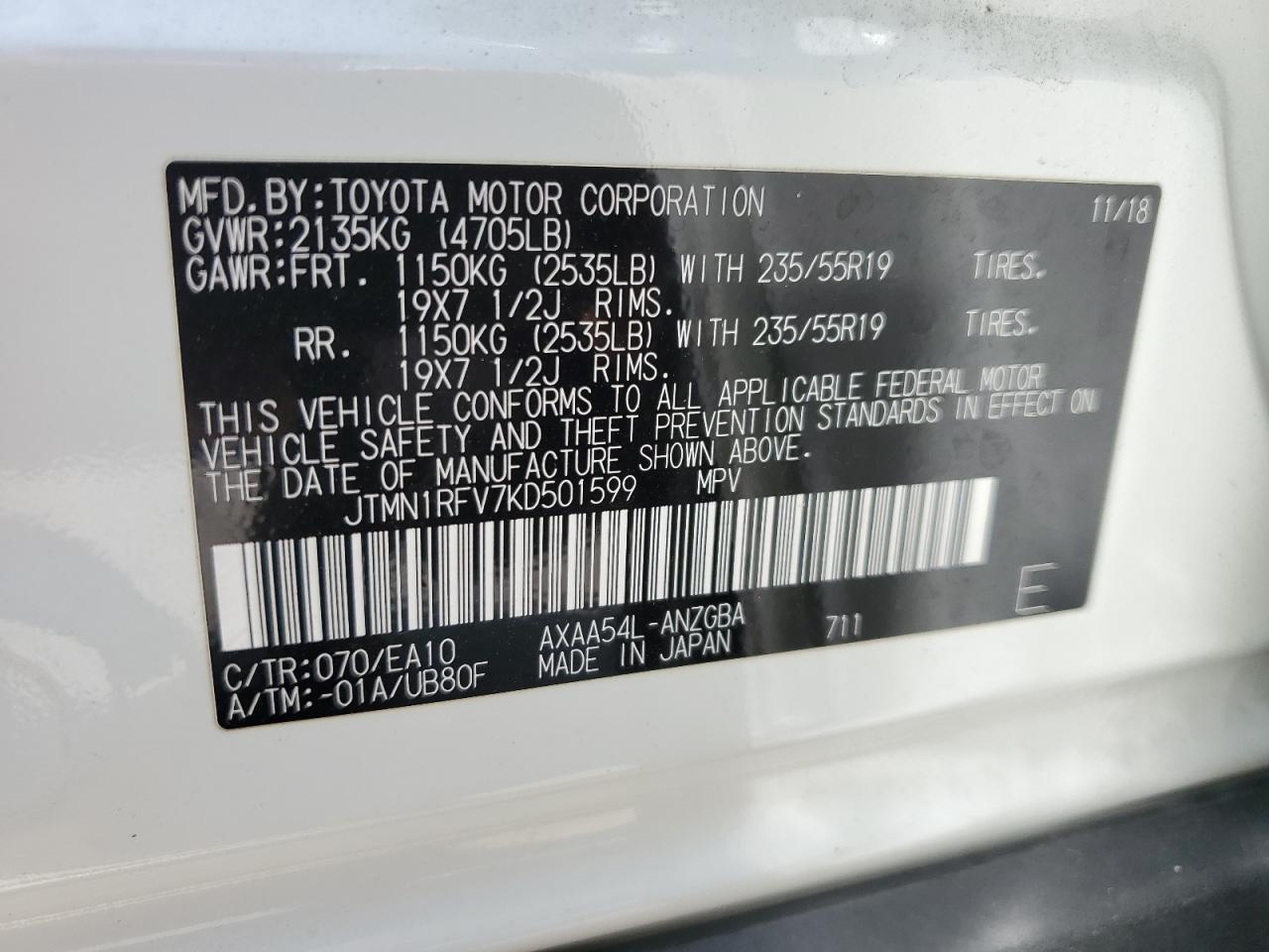 JTMN1RFV7KD501599 2019 TOYOTA RAV 4 - Image 13