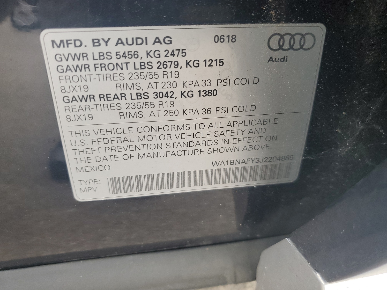 WA1BNAFY3J2204885 2018 Audi Q5 Premium Plus