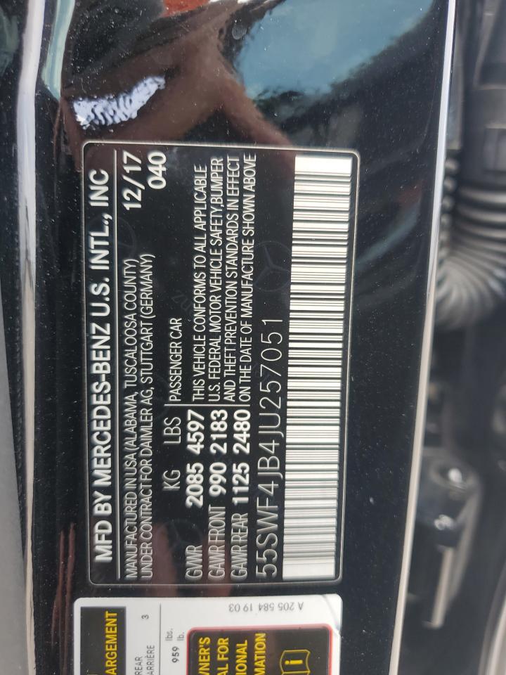 2018 Mercedes-Benz C 300 VIN: 55SWF4JB4JU257051 Lot: 66062484