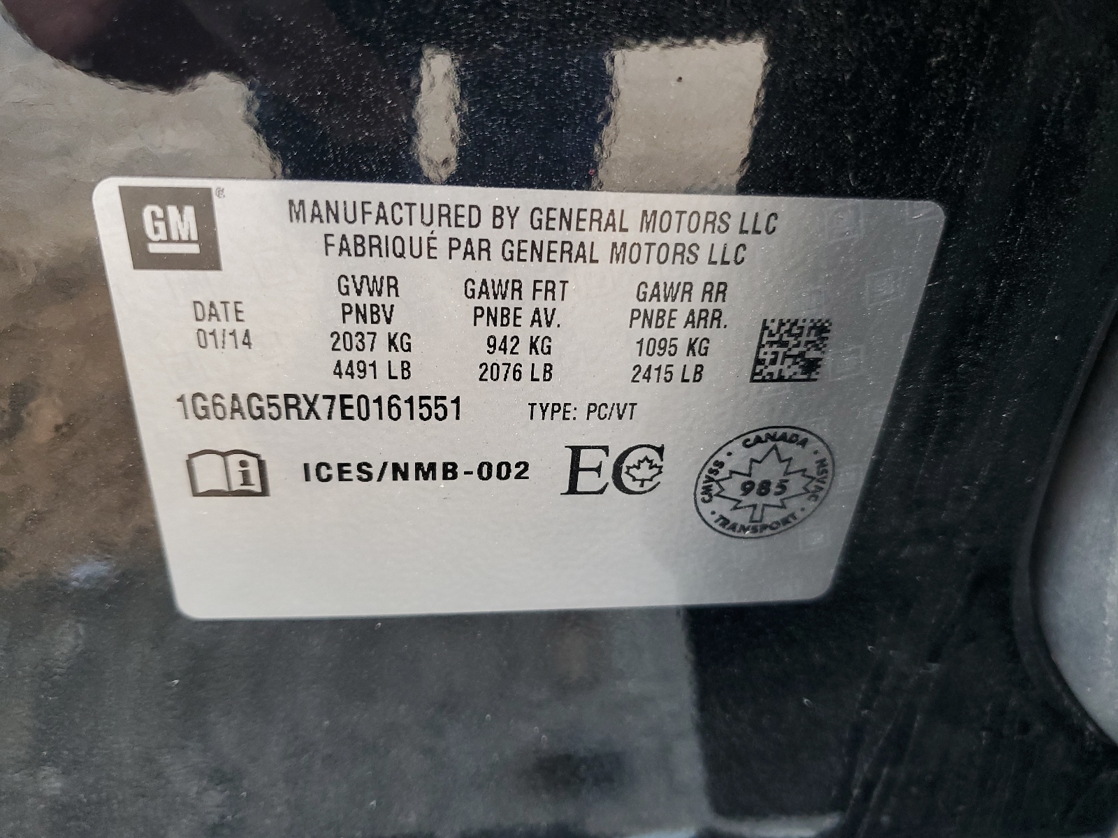 1G6AG5RX7E0161551 2014 Cadillac Ats