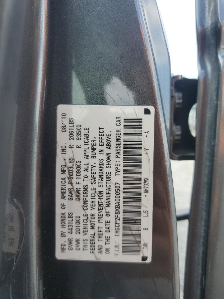 1HGCP2F8XBA000507 2011 Honda Accord Exl