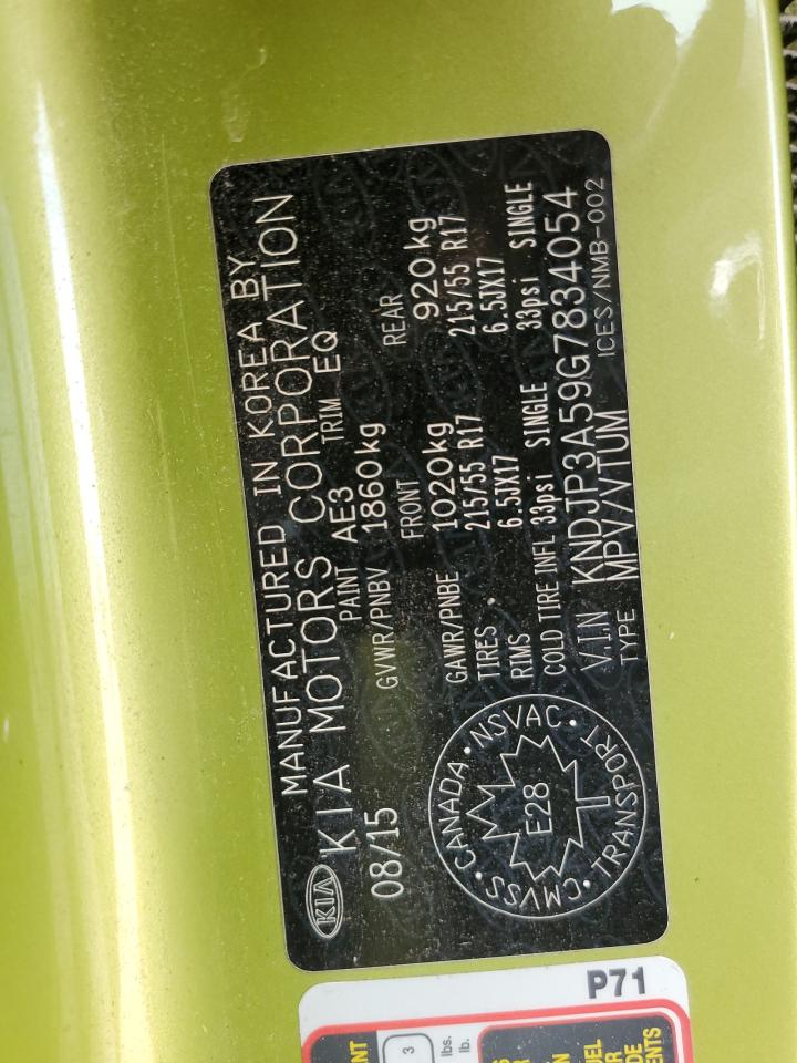 2016 Kia Soul + VIN: KNDJP3A59G7834054 Lot: 63478644