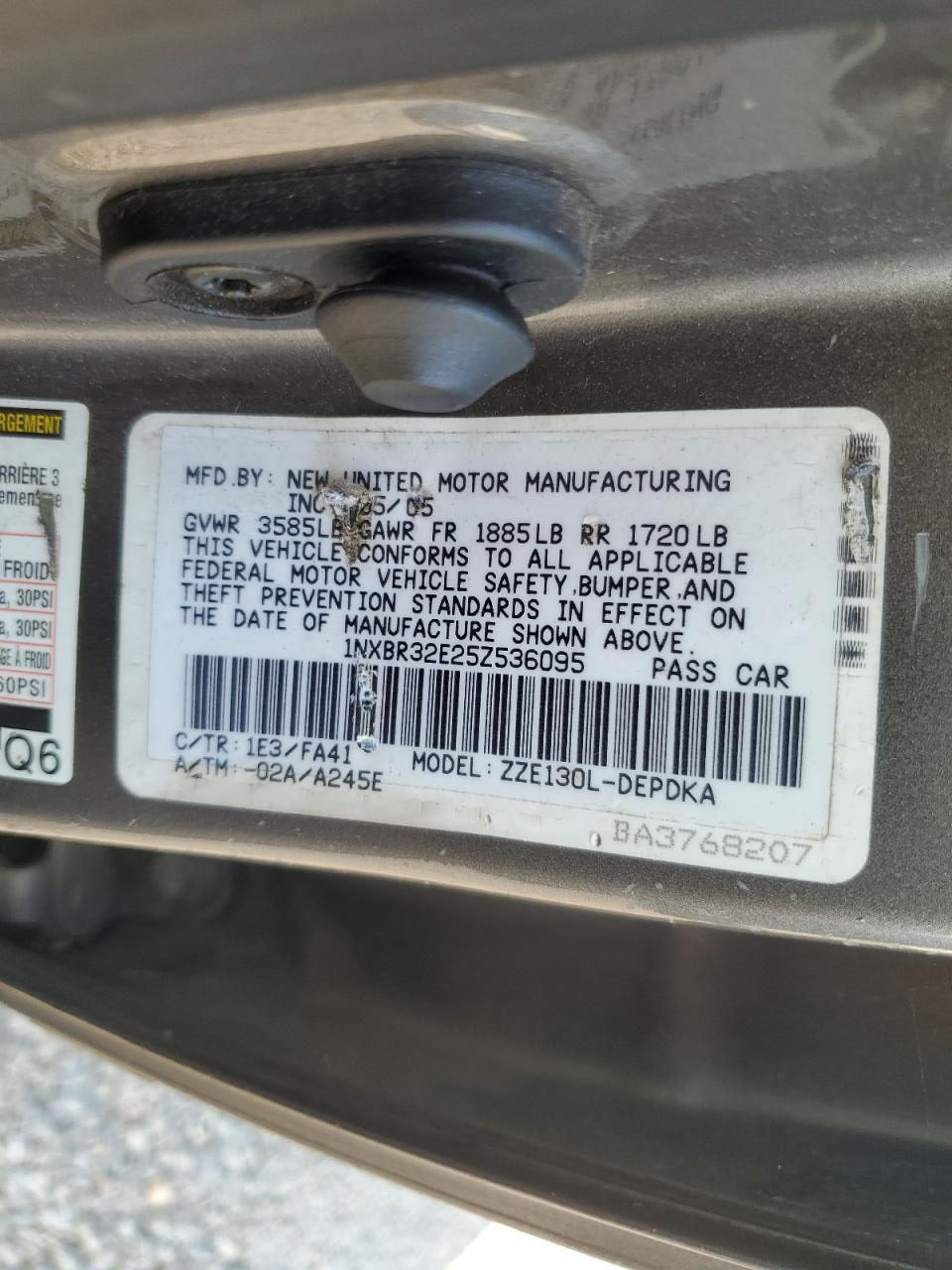 1NXBR32E25Z536095 2005 Toyota Corolla Ce