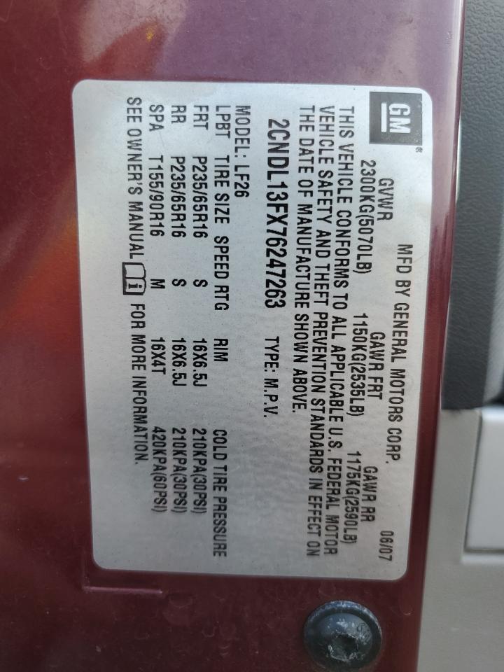 2CNDL13FX76247263 2007 Chevrolet Equinox Ls