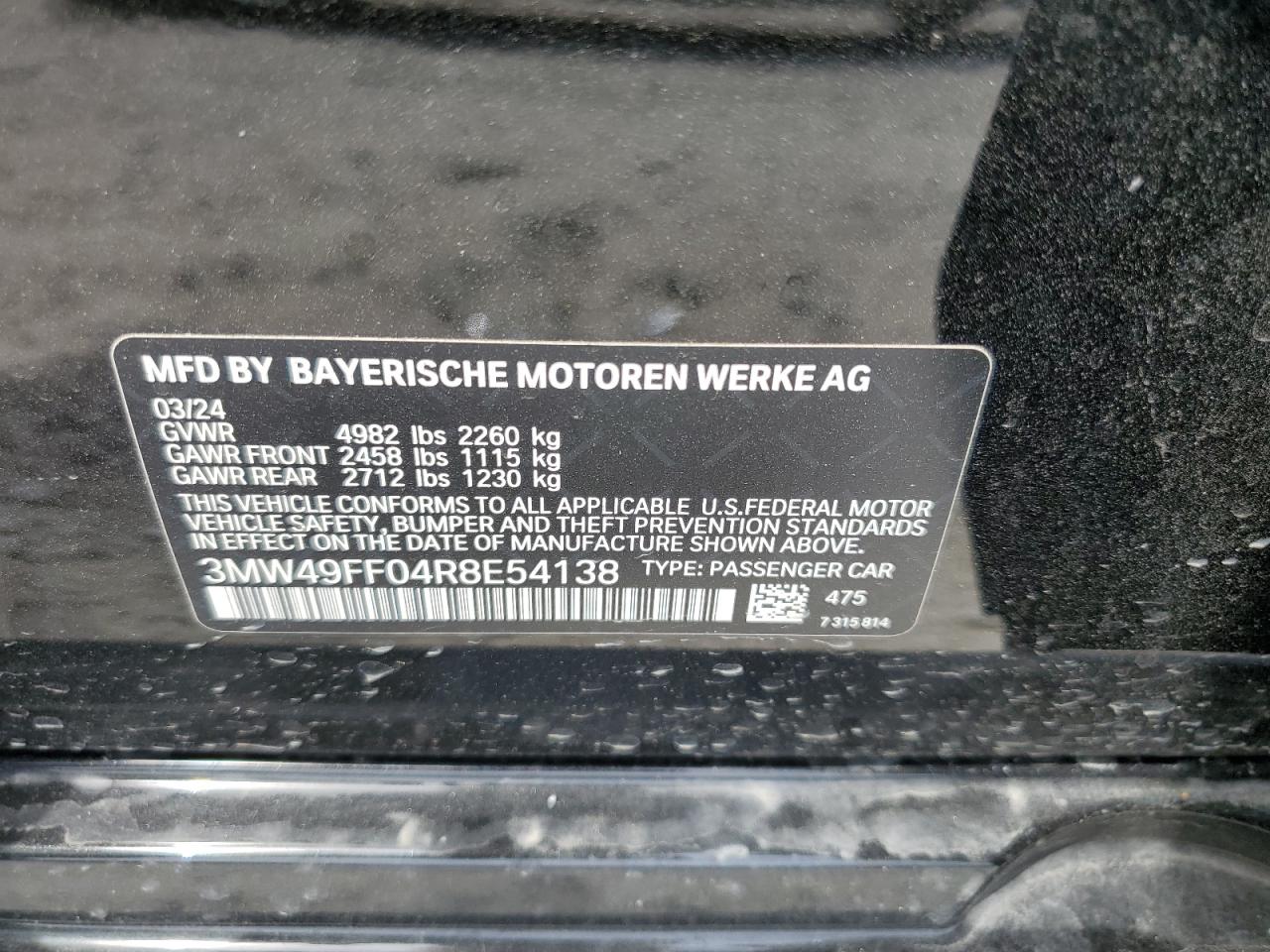 3MW49FF04R8E54138 2024 BMW M340Xi