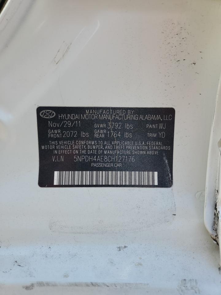 2012 Hyundai Elantra Gls VIN: 5NPDH4AE8CH127176 Lot: 65441834