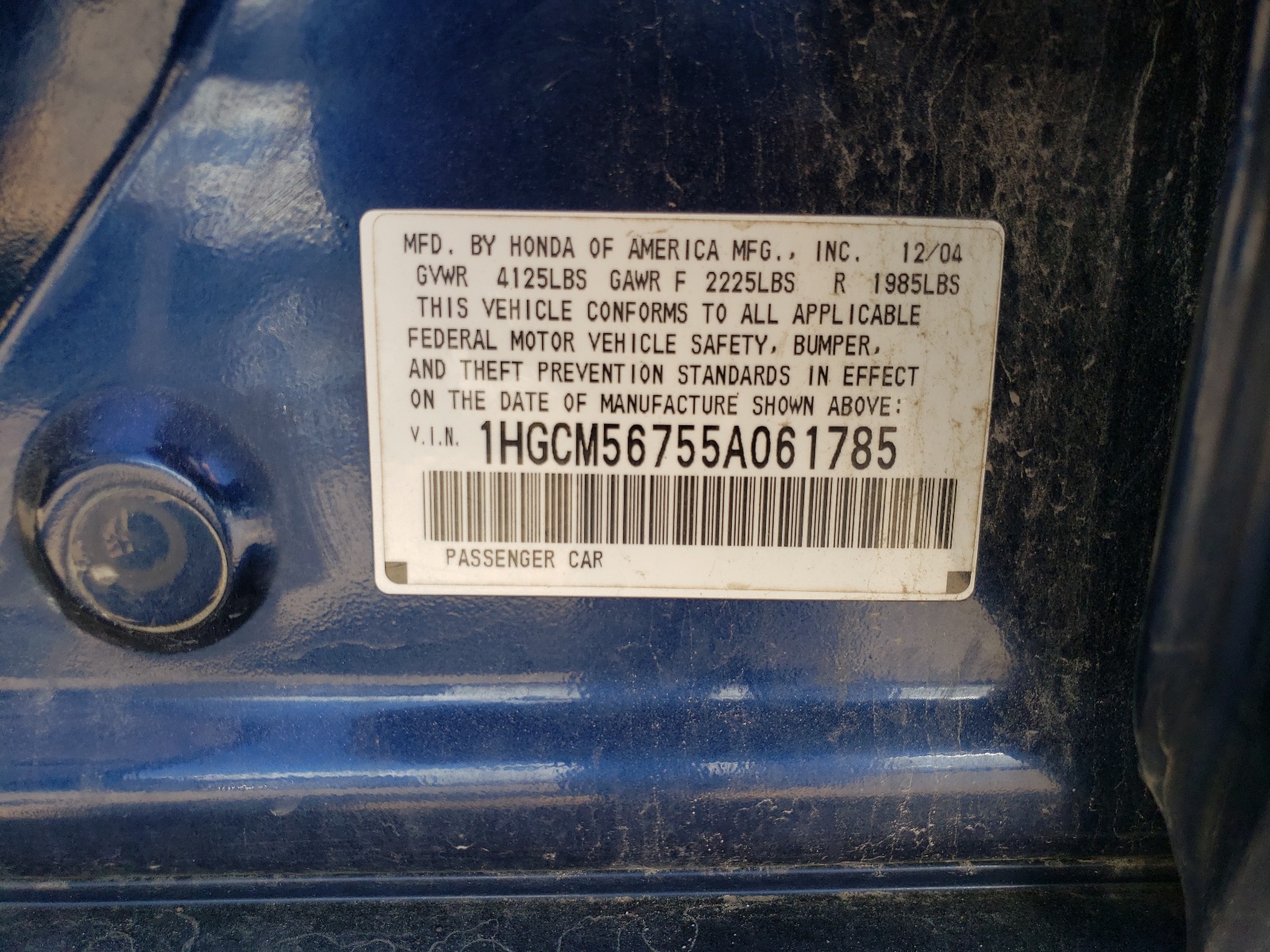 1HGCM56755A061785 2005 Honda Accord Ex