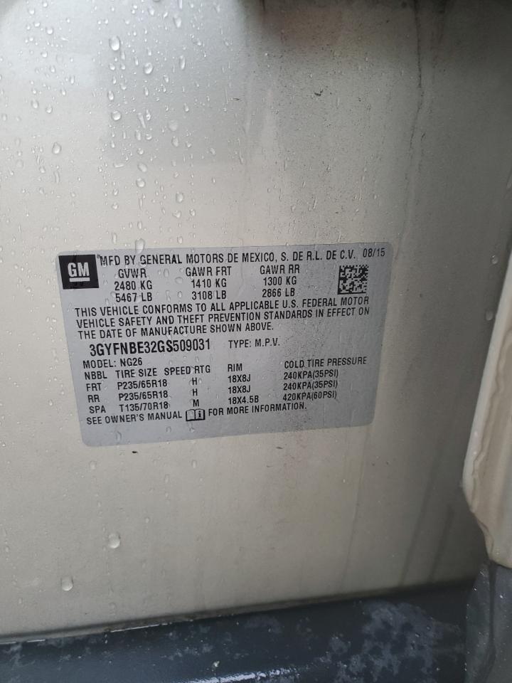 2016 Cadillac Srx Luxury Collection VIN: 3GYFNBE32GS509031 Lot: 66856824