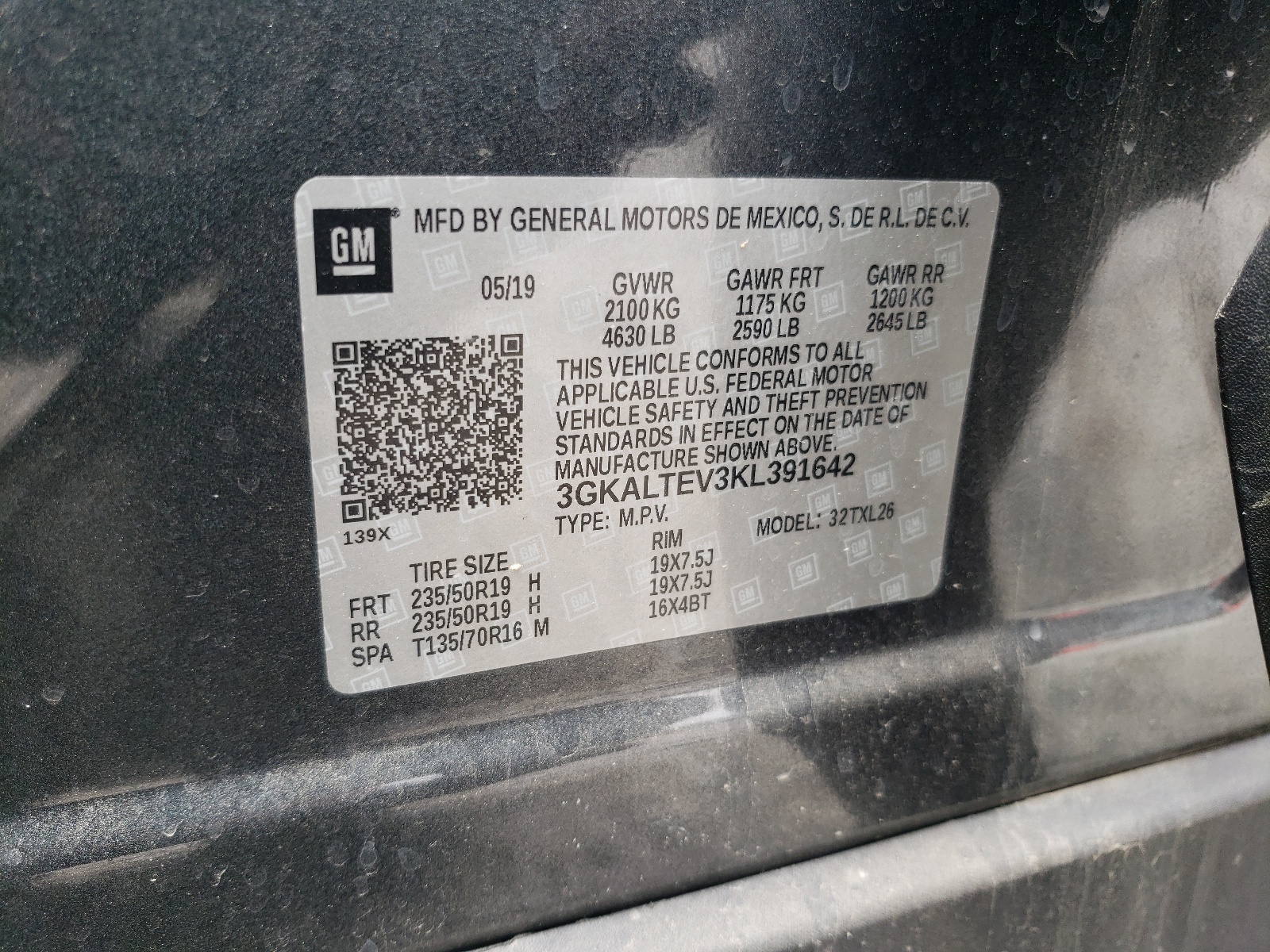 3GKALTEV3KL391642 2019 GMC Terrain Sle