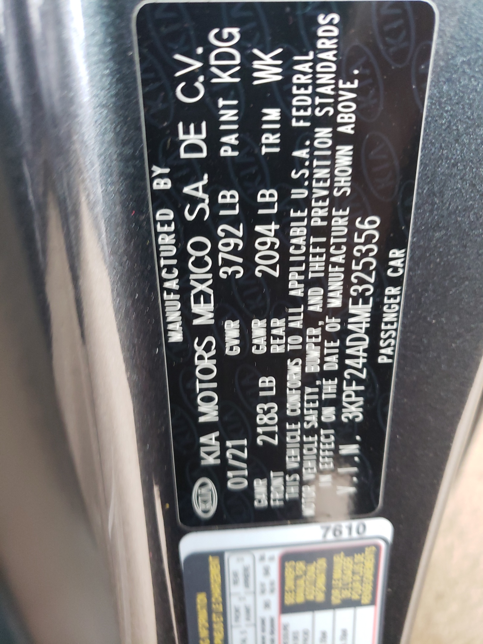 3KPF24AD4ME325356 2021 Kia Forte Fe