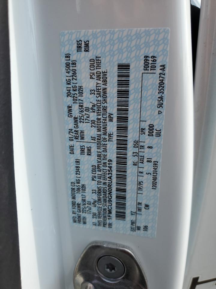 2024 Ford Escape Active VIN: 1FMCU9GN0RUA35419 Lot: 66132774