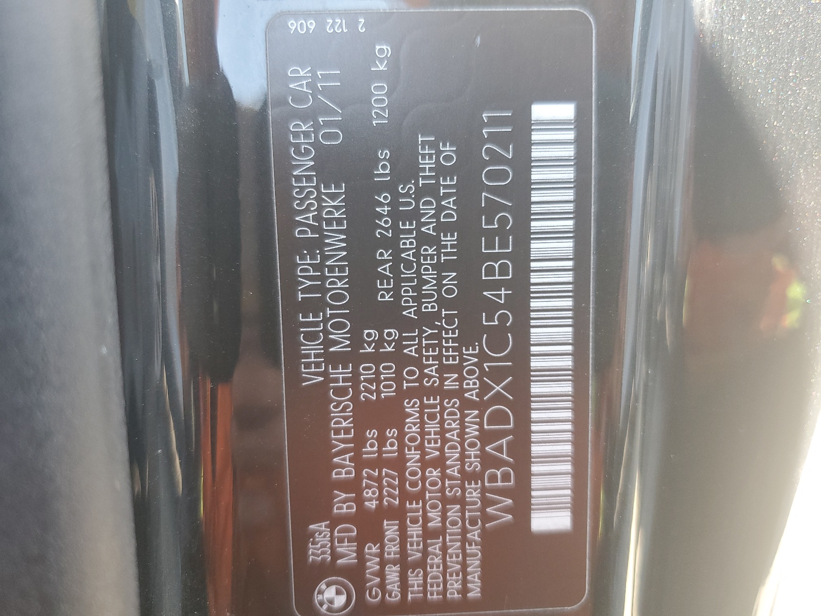 WBADX1C54BE570211 2011 BMW 335 Is