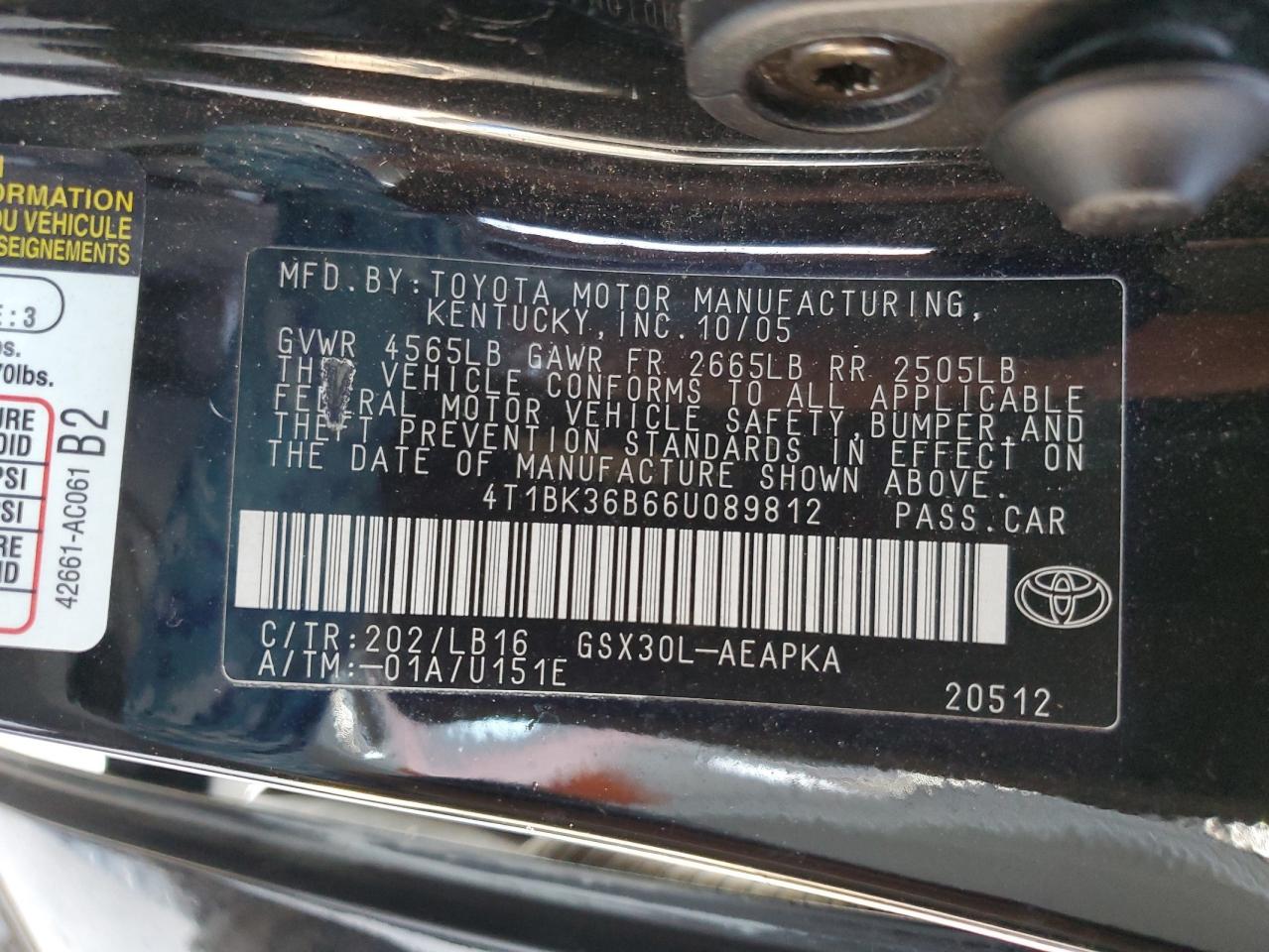 4T1BK36B66U089812 2006 Toyota Avalon Xl