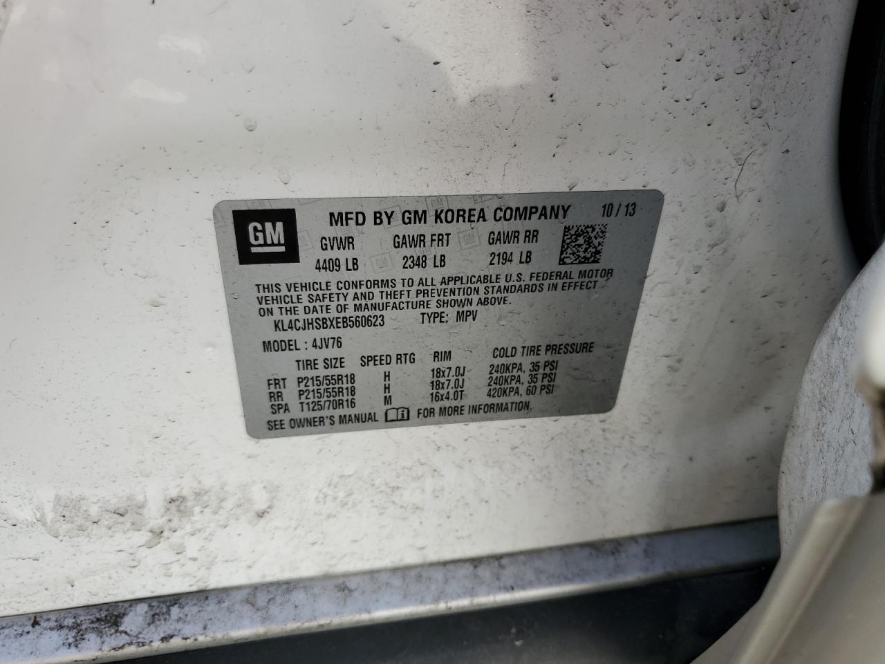 2014 Buick Encore Premium VIN: KL4CJHSBXEB560623 Lot: 65398454