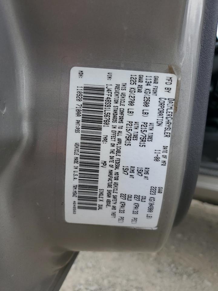 2001 Jeep Cherokee Sport VIN: 1J4FF48S91L567601 Lot: 66389474