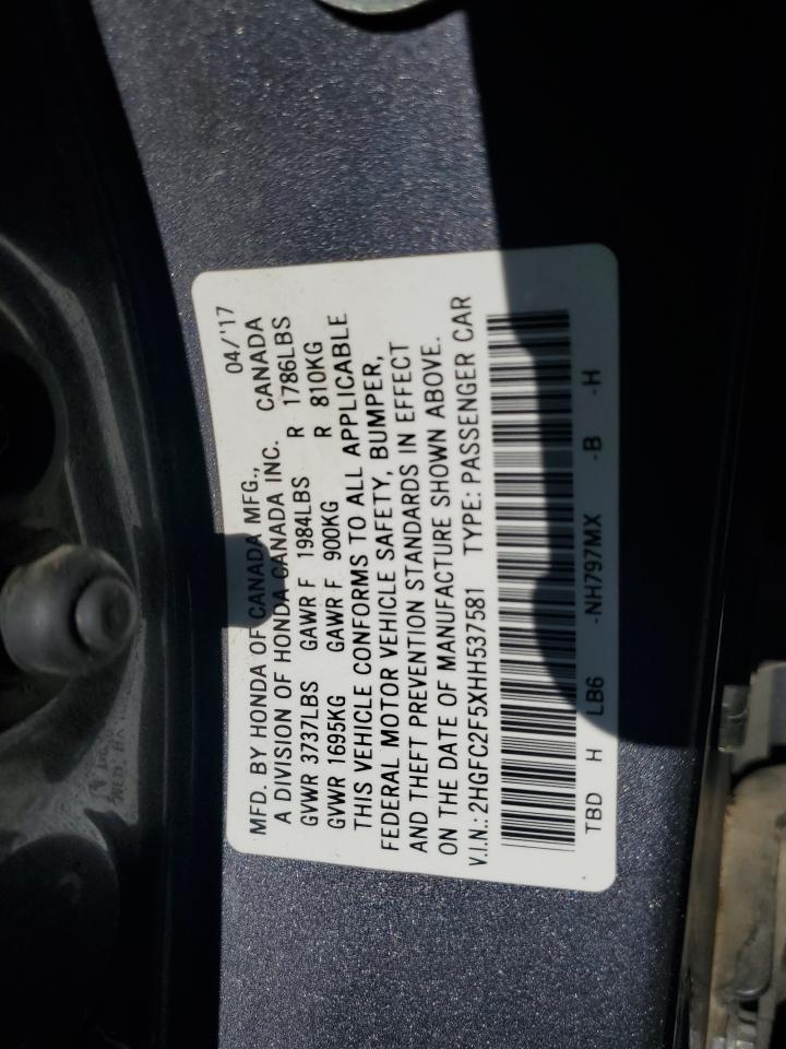 2HGFC2F5XHH537581 2017 Honda Civic Lx