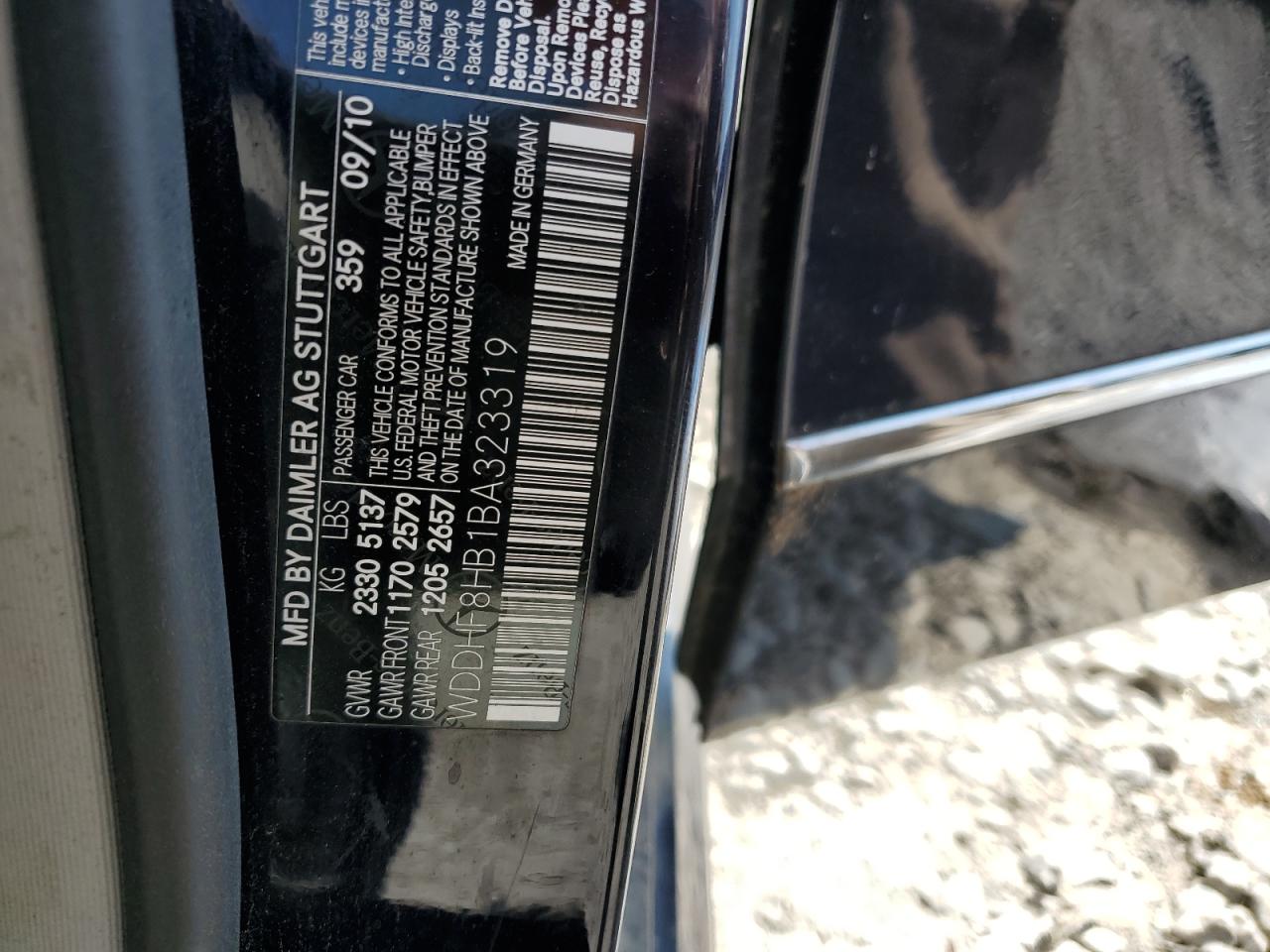 2011 Mercedes-Benz E 350 4Matic VIN: WDDHF8HB1BA323319 Lot: 65664764