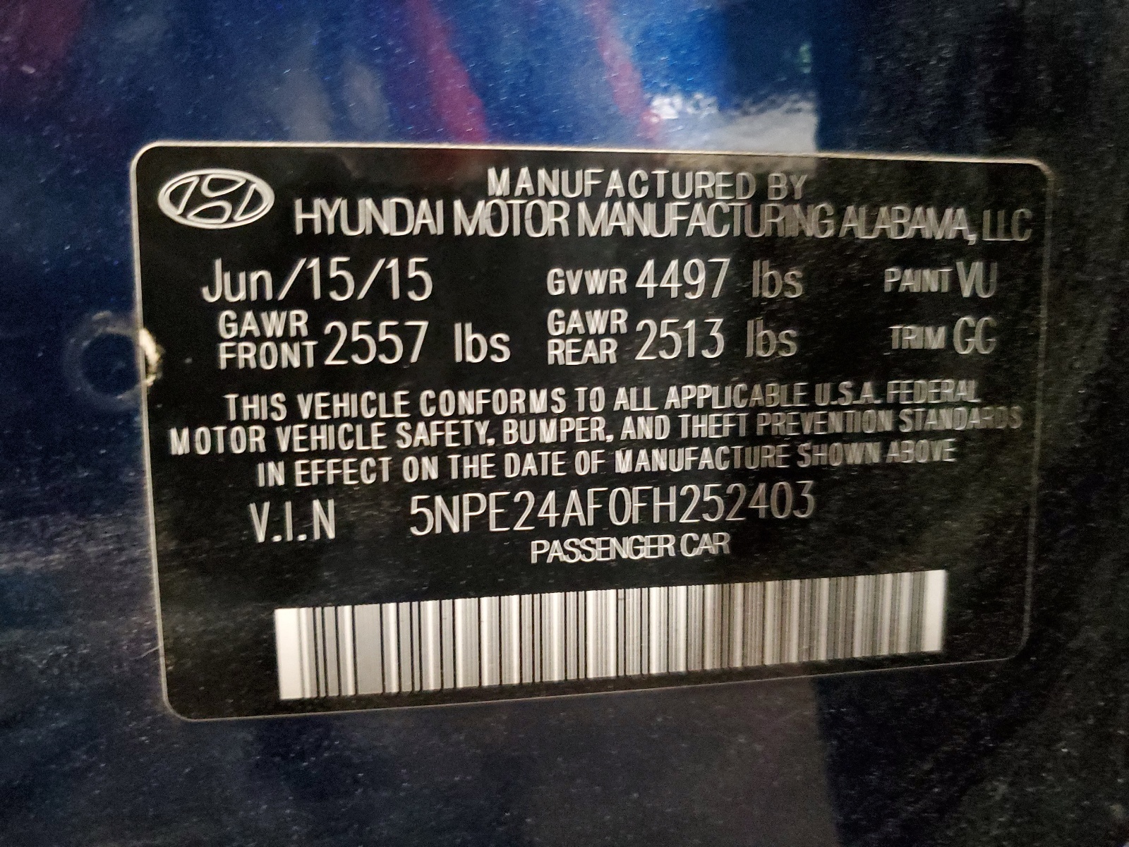 5NPE24AF0FH252403 2015 Hyundai Sonata Se