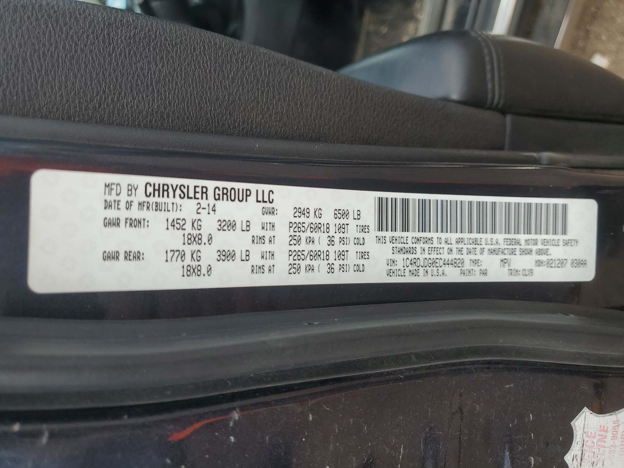 1C4RDJDG0EC444820 2014 Dodge Durango Limited 1C4RDJDG0EC444820 2014 Dodge Durango Limited